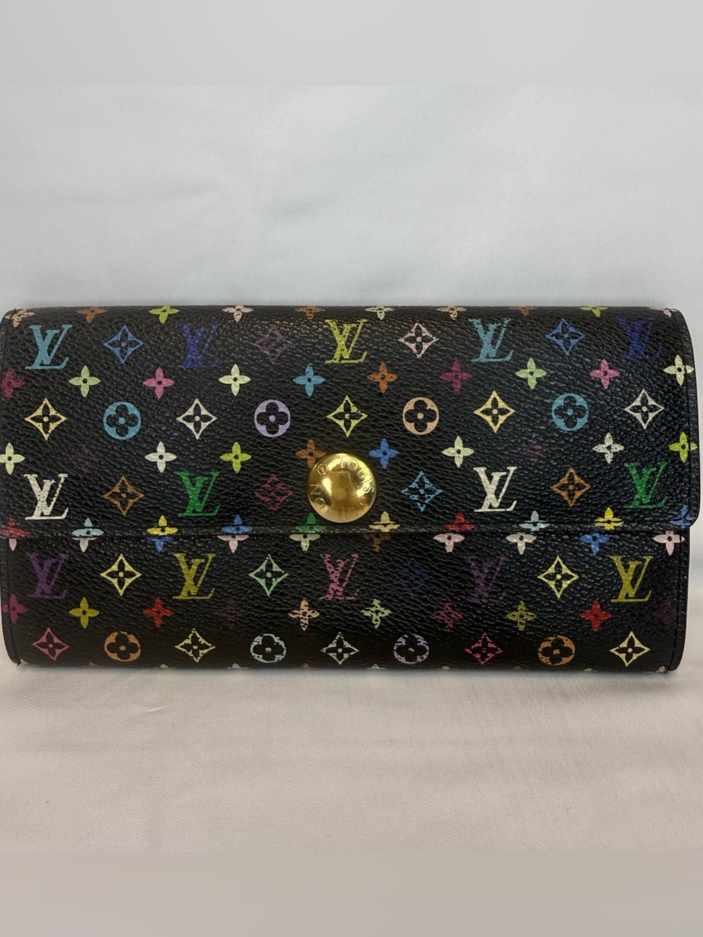 Louis Vuitton Black Murakami Sarah Wallet